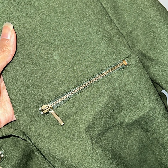 Olive Green Button Down Top - Picture 3 of 10